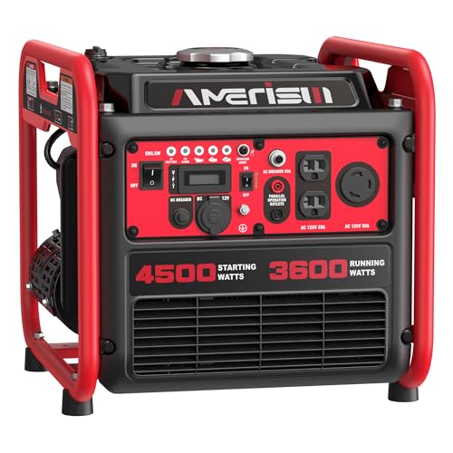 AMERISUN 4500W Gas-Powered Inverter Generator, CO-Sensor, Lightweight, Quiet EPA Compliant for Home, Emergency Backup, Camping, Tailgating, 2025 Version