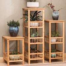 RWGOVLU Bamboo Flower Rack 2 Shelves Indoor Outdoor Multi-Tier Plant Display Stand Pot Shelf Storage Rack with Fence Multifunctional