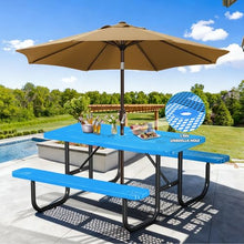 Metal Picnic Tables, Commercial Rectangular Picnic Table and 2 Benches Set