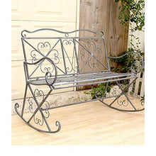 ELUKHT Household Garden Courtyard Metal Rocking Chair, Vintage Old Hollow Double Rocking Chair, Outdoor Furniture Balcony Swing Seat, Suitable for Backyard, Lawn, Balcony, Terrace