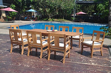 WholesaleTeakFurniture Grade-A Teak Wood 8 Seater 9 Pc Dining Set: 94" Double Extension Rectangle Table and 8 Osborne Arm Chairs #WFDSOS33