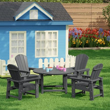 Costaelm Paradise Kids 5-Piece HDPE Outdoor Patio Round Dining Table and Chairs Set, Gray
