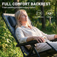 Timber Ridge Zero Gravity Chair, Oversized Lawn Chairs Outdoor Recliner Reclining Patio Lounge Chair with Adjustable Headrest and Side Table for Camping, Outdoor, Patio, Support 350lbs, Grey