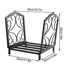 EliteBloom Black Small Compact Firewood Rack Brackets,Inside/Farmhouse Iron Finish Log Rack,Fireplacefirewood Holder,40 X 35 X 38 Cm