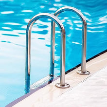 LMMIAMZ Stainless Steel Swimming Pool Ladder - Non-Slip 2/3 Step Climbing Steps with Handrail, Durable Indoor/Outdoor Design, Thickened Tube Wall (1.5mm, Silver-B)