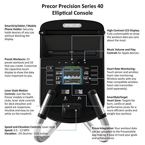 Precor EFX 245 Energy Series Elliptical Crosstrainer Silver