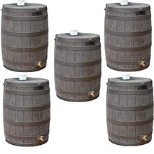 Good Ideas Rain Wizard 50 Gallon Plastic Outdoor Rain Barrel Water Collector with Brass Spigot, Oak