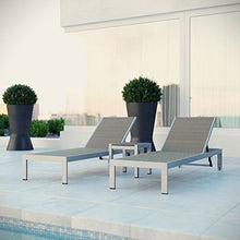 America Luxury - Outdoor Modern Contemporary Urban Patio Three PCS Chaise Lounge Chair Set Grey