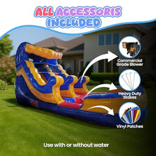 Blue Wave Inflatable Water Slide for Kids and Adults with Splash Pool, Commercial Grade Backyard Water Park with Slide, Outdoor Fun, Works with Water or Dry Play, 21ft x 9ft x 12ft - with Blower