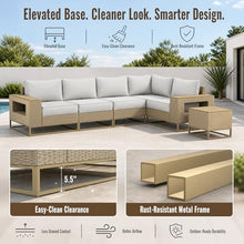 Outdoor Patio Furniture Set, PE Wicker Sectional Sofa with Thick Cushions
