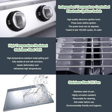 Commercial Barbecue Grill, 8 Burners LPG Tabletop Gas Grill, with Griddle/Independent Ignition,for Outdoor Camping