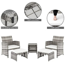DUYHBAWRS 5pcs 2 Chairs Footstools 1 Coffee Table Combination Sofa Gray Gradien for Your Front or Backyard Patio Furniture