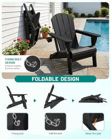 PLUUV Adirondack Chair Set of 6, Fire Pit Chairs with Cup Holder, Black
