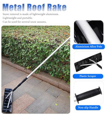 Heavy Duty Porch Roof Snow Clearing Shovel, Extendable Roof Snow Rake Plastic Blade, Powder Snow Scraper for House Roofs, Winter Snow Removal
