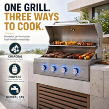 4 Burner Built in Propane Grills Charcoal & Natural Gas Grill Combo
