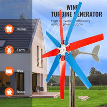HENGJINGTR 12V 24V 48V 14000W Vertical Turbine Hybrid Solar Wind System with 8 Blades Controller and for Boats, Gazebos, Houses, Businesses, Industry Wind Turbine Generator Kit,48v
