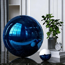YDJIANCAI 1 Pcs Garden Sphere Mirror Gazing Ball, Stainless Steel Polished Reflective Smooth Hollow Globe Ball, Shiny Decorations Addition to Garden Patio Yard Home, Blue(Size:18.89 in/48 cm)