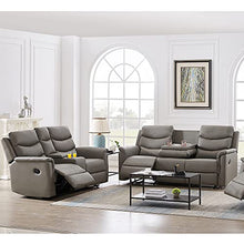 Eafurn Grey 2-Piece Reclining Sectional Sofa Set with Storage & Cup Holders