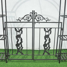 MELPHI Metal Garden Arbor, Garden Arch with Gate, Planter Boxes for Climbing Vines, Ceremony, Weddings, Party, Garden, Backyard, Lawn (Size : 219cm)