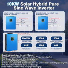 ZLPOWE 48V Hybrid Solar Inverter 10KW with Dual MPPT Controller AC Input/Output 120V/240V Single Phase/Phase Split Pure Sine Wave Max 200A Charger Off Grid/Hybrid Parallel Ready WiFi Optional UL1741