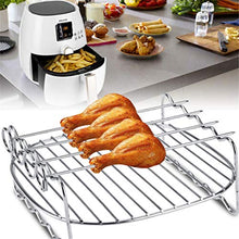 Portable Stainless Steel BBQ Rack Skewer Barbecue Grill Baking Tray Rack for Air Fryer Double-Deck Home Replacement Barbecue