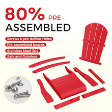 Costaelm Outdoor Adirondack Chair Set of 2, All Weather Resistant Classic Balcony Chair and Fire Pit Chairs, Adirondack Plastic Outdoor Porch Furniture Rocking Chair High Back HDPE Poly Lumber, Red
