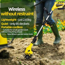 Cordless Electric Tiller Cultivator with 2 x 2.0Ah Batteries Charger, 10cm Tilling Width, 17cm Depth for Lawn Care, Gardening, and Soil Preparation