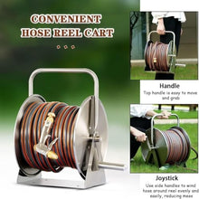 Hose Reel Cart Garden Hose Reels for Outside Heavy Duty Hose Reel Cart Set, Household Stainless Steel Hosemobile, Sturdy Gardening Pipe Storage Rack, for Outside Garden Yard(Size:Hose Reel+40m Pipe)