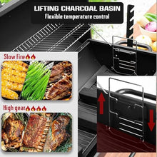 Charcoal Barbecue, Portable Barrel Barbecue with Warming Rack, Air Vents & Wheels, Barrel Charcoal BBQ Grill With Lid Cover, Built-in Temperature Gauge, for Grilling Meat, Fish & Vegetables