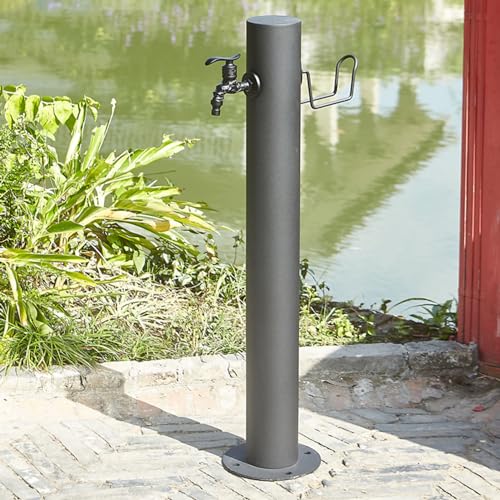 Stainless Steel 304 Garden Water Column FreeStanding Outdoor Water Fountain Vertical Design with Freeze Crack Protection Durable Tap for Garden Use, A-Height 86cm*Diameter 5cm