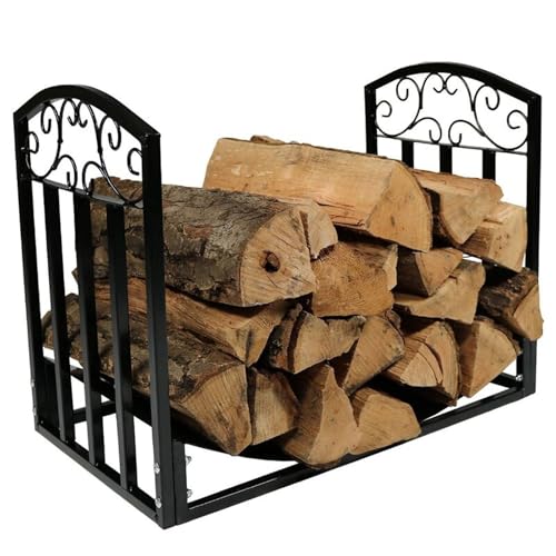 WXPWAMZ Heavy Duty Metal Firewood Rack With Tool Holder, Indoor Outdoor Fi Log Storage Timber Holder, Space-Saving