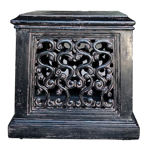 26 in. Cast Stone Square Tapered Garden Pedestal in an Aged Charcoal finish