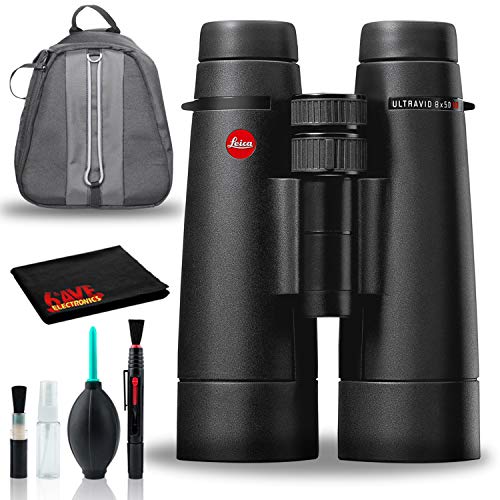Leica 8x50 Ultravid HD-Plus Binoculars with Cleaning Kit and Padded Backpack Black