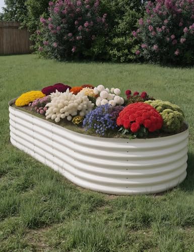 Takywep 2Pcs 10x4x1.5ft Galvanized Raised Garden Bed Beige