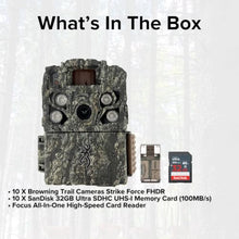 Browning Trail Cameras Strike Force FHDR Gen 2 Night Optics System Bundle with 32GB Memory Card and High-Speed Card Reader 10-Pack