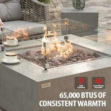 AMS 40" Square Concrete GFRC Natural Gas Fire Pit Table Bundle - Light Gray