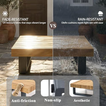 OTSUN Outdoor Coffee Table, Square Patio Dining Table with Teak Wood Slatted Top & Aluminum Frame Low Profile Patio Table for Backyard Poolside Balcony