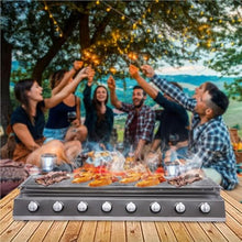 Commercial BBQ Gas Grill,Portable Tabletop Gas Grill,with 8 Burners,Adjustable Height, for Outdoor Events, Camping
