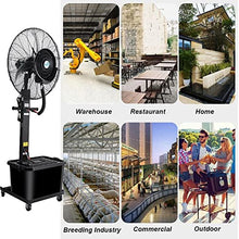25" / 29" Black Pedestal Fan Commercial Fan with Water Spray Misting Fan, 90° Oscillating Industrial Fan 3 Speed 42L Water Tank 320W/380W (Size : 29")