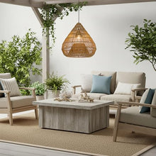 Outdoor Handmade Rattan Pendant Light Coastal Boho 1-Light 20 in. Beige Dome Ceiling Light for Patio with Wicker Rattan Shade
