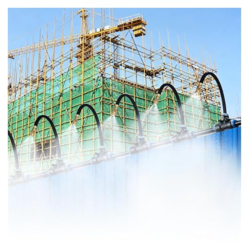 Outdoor Fence Misting Cooling System Kit, 360° Adjustable Sprinkler Irrigation for Construction Site, Lawn, Patio & Garden Watering and Cooling