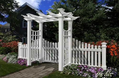 Vita Fairfield Deluxe Arbor with Cottage Gate & Wings