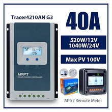 40A MPPT Solar Charge Controller 12V 24V Battery Voltage Max Solar Panel 100V Regulator with MT52 Data Monitor(Only Controller)