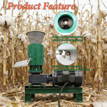 JARYANNIX 220V Three-Phase 6mm Wood Pellet Maker with 2-Head Rollers, Agricultural Waste Pelletizer,130lbs/h Pellets for Small Farm Use