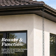 Black Rain Chain 14.8Ft, Japanese Gutter Drainage Link For Downspouts, Durable Metal Eaves Water Diversion Decor For Garden Porch Patio Courtyard, Elegant Outdoor Splash Control Feature(10m(33ft))