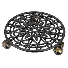 SIDUFHAOPKLL Cast Iron Plant Pallet Caddy Pot With Heavy Duty Wheels Round Flower Planter Trolley Casters Rolling Tray Coaster(E)