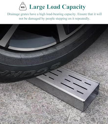 GJMDCMA Metal Trench Drain System Outdoor, Shower Drainage Channel Pipe, Linear Channel Drain Kit for Driveway/Yard/Patio/Sidewalk/Paver(7x5cm(2 3/4x2))