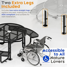 OUTTANS Commercial Metal Picnic Table (Black, 46in, Round, Expanded Steel)