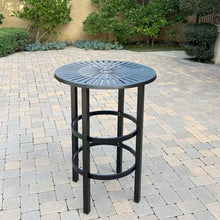 Darlee Bella Aluminum 3 Pc Patio Bar Set w/ 30-in Round Bar Table in Beige