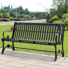 GRFIT Outdoor Bench Garden Bench with Backrest, Outdoor Iron Seat for Multiple People, for Balcony, Patio, Porch and Solarium, Black Garden Bench (Small)